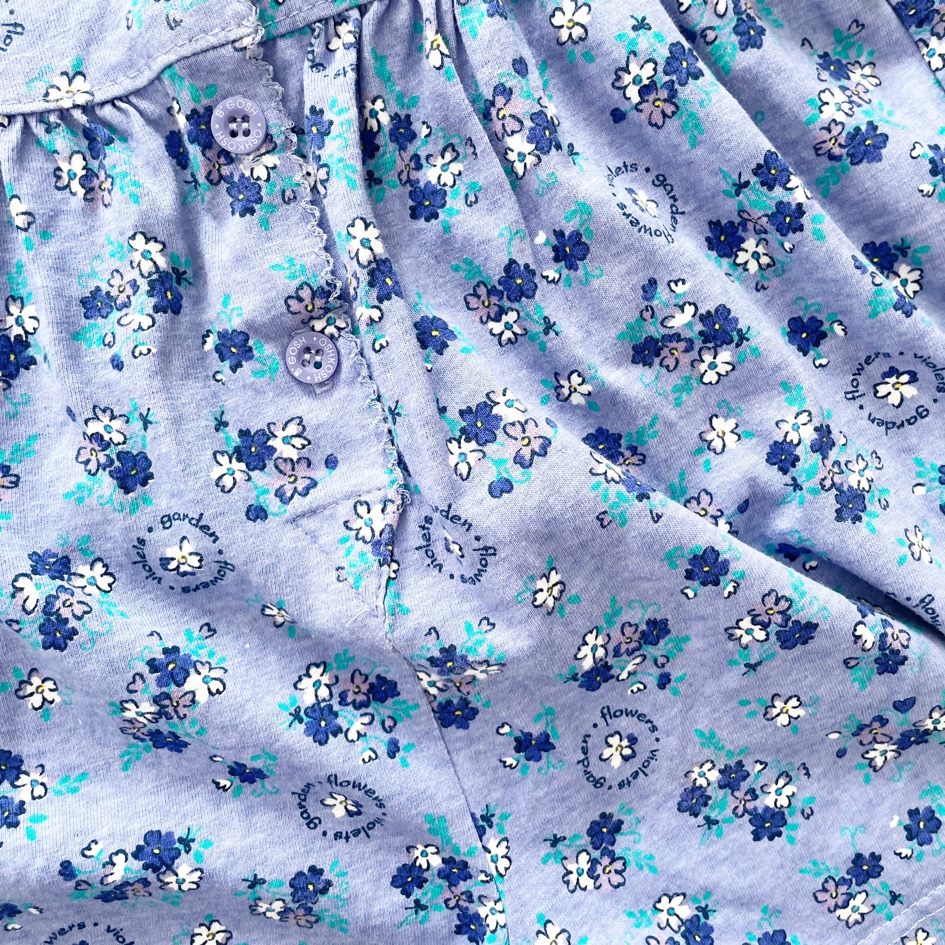OshKosh Periwinkle Floral Romper - Yellow Clover Vintage Kids Clothes