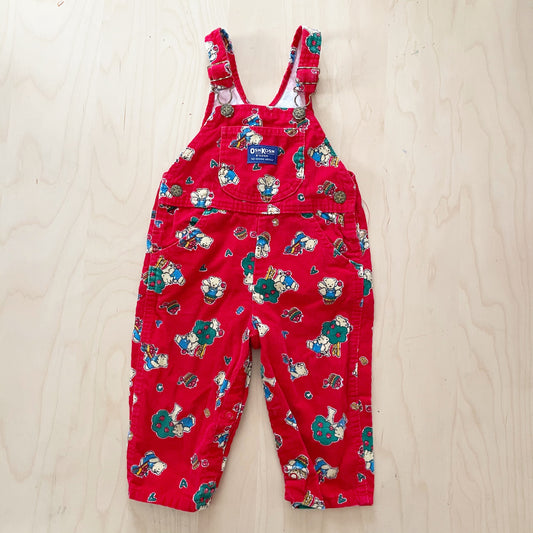 Vintage OshKosh Apple Tree Bears Cord Overalls - Yellow Clover Vintage Kids Clothes