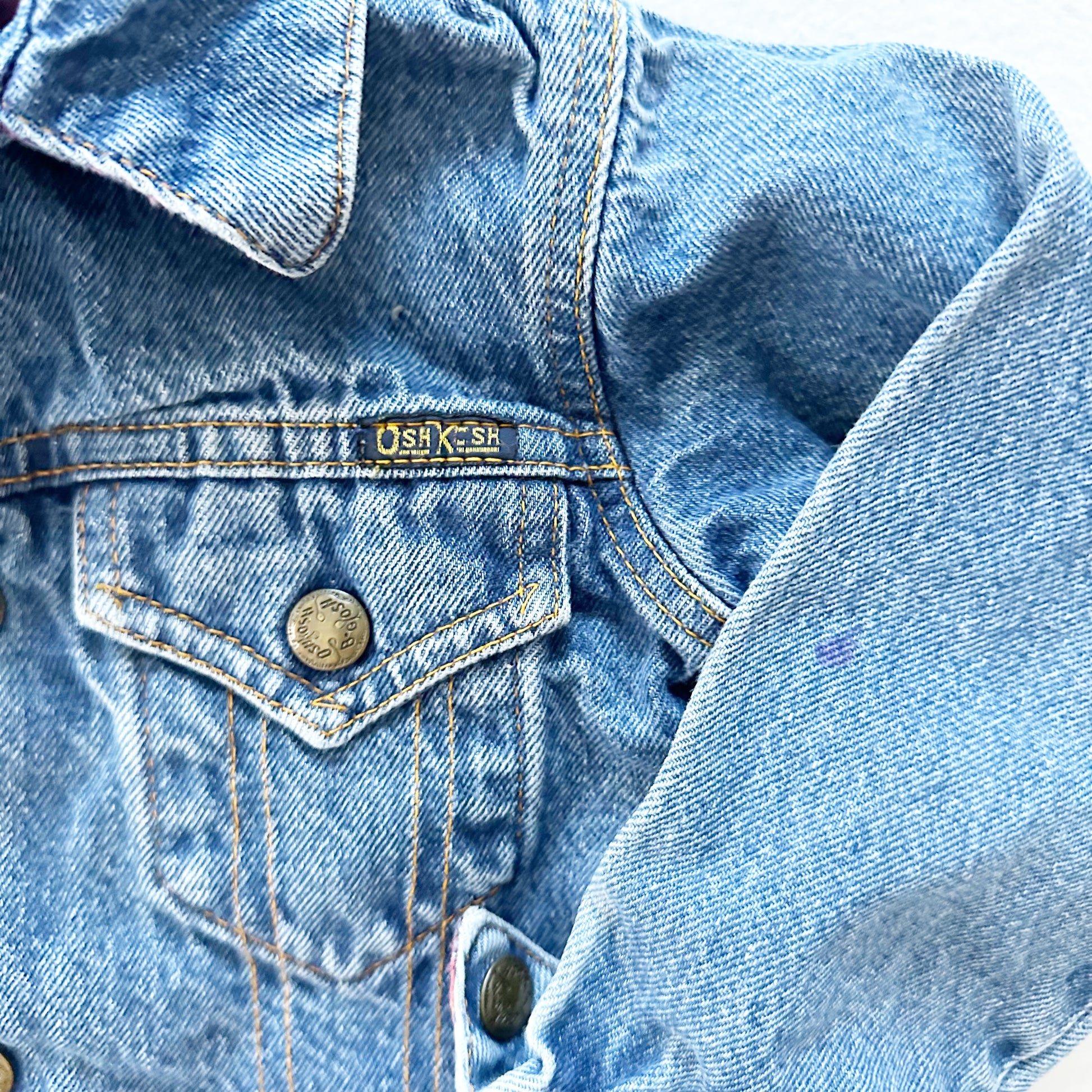OshKosh Lined Denim Jacket - Yellow Clover Vintage Kids Clothes