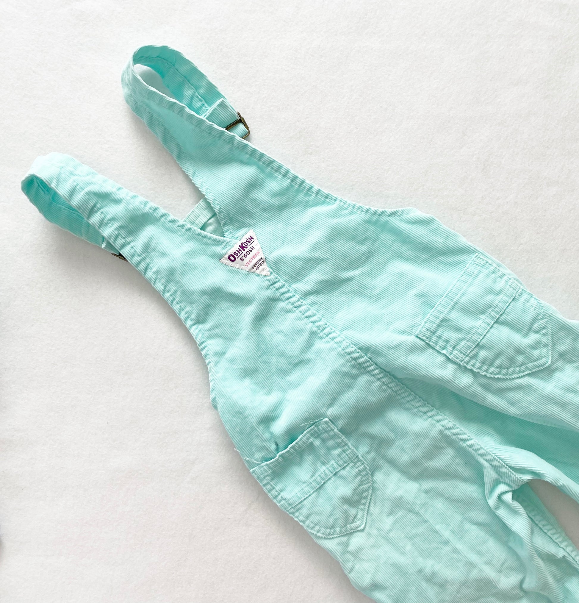 OshKosh Mint Blue Cord Overalls - Yellow Clover Vintage Kids Clothes
