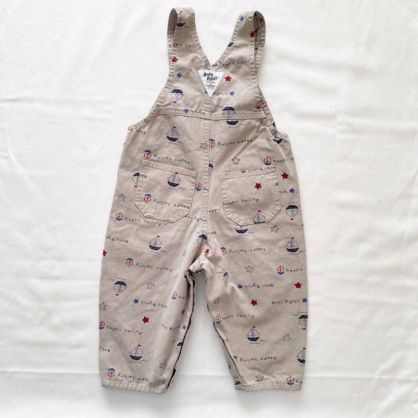 OshKosh Nautical Tan Overalls - Yellow Clover Vintage Kids Clothes