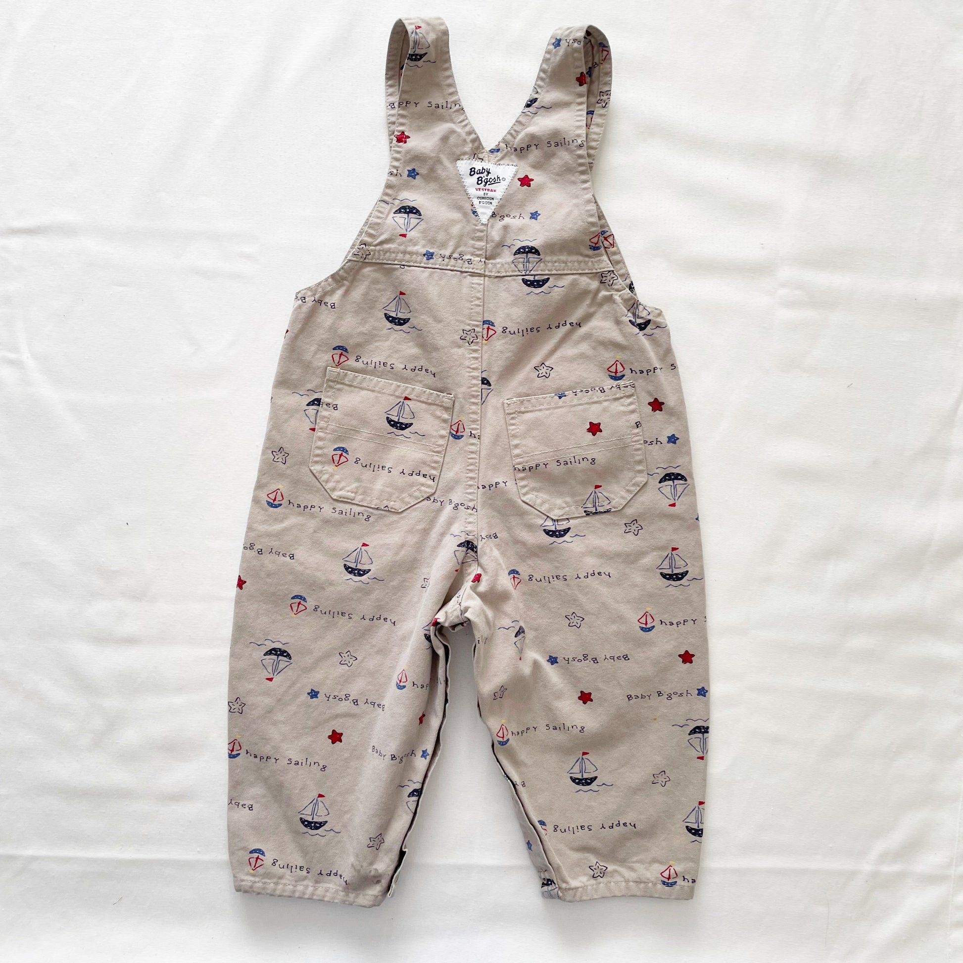 OshKosh Nautical Tan Overalls - Yellow Clover Vintage Kids Clothes