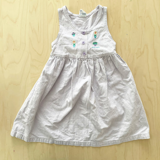 OshKosh Plant Embroidery Gingham Dress - Yellow Clover Vintage Kids Clothes