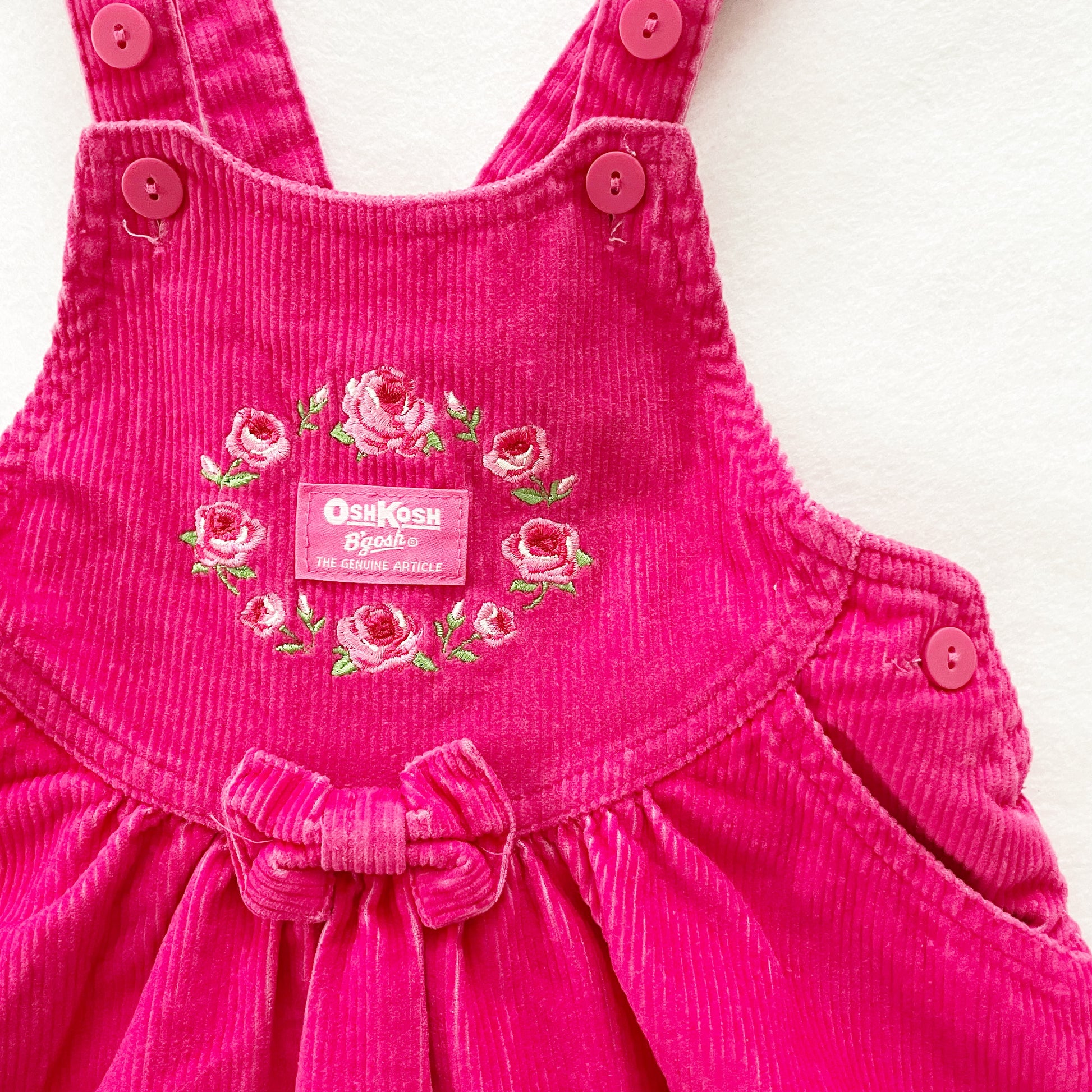 OshKosh Pink Rose Cord Skirtall - Yellow Clover Vintage Kids Clothes