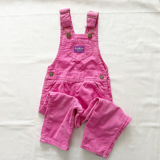OshKosh Bubblegum Pink Fine Cord Overalls - Yellow Clover Vintage Kids Clothes