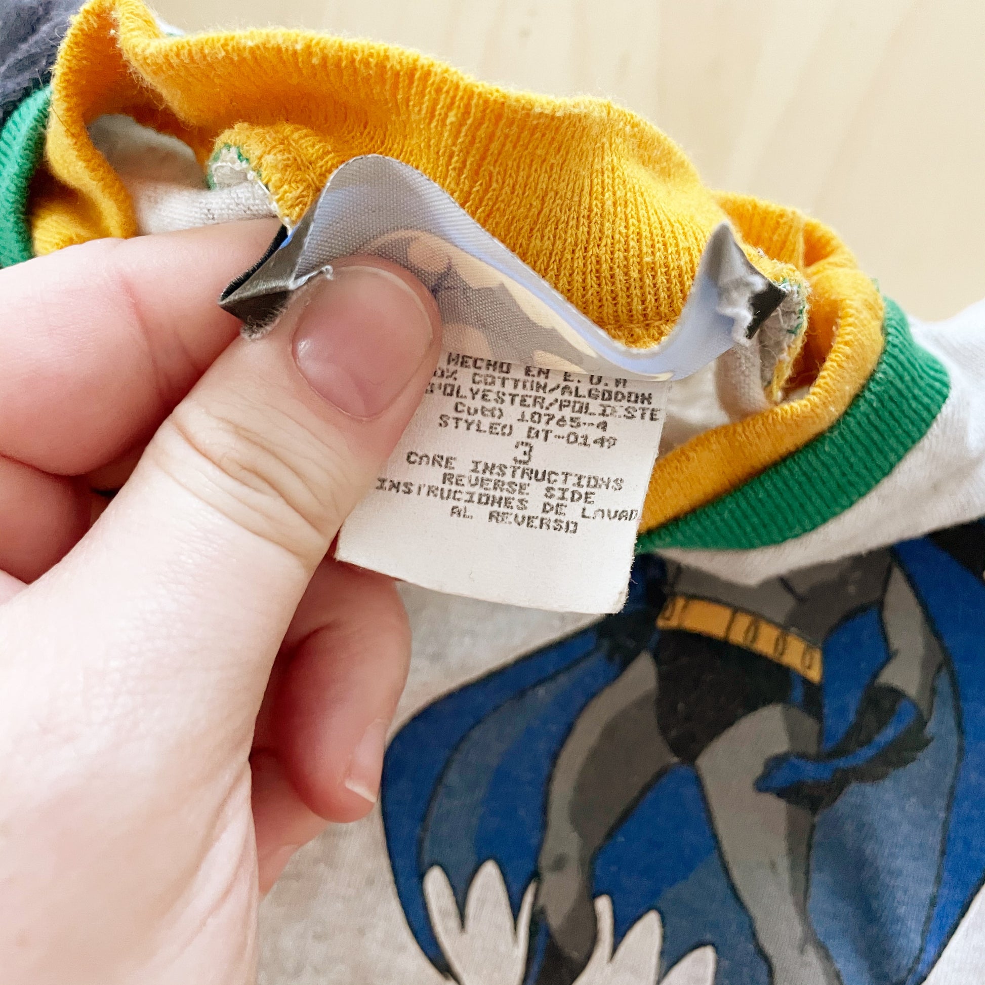 1994 Batman Colorblock Tee - Yellow Clover Vintage Kids Clothes