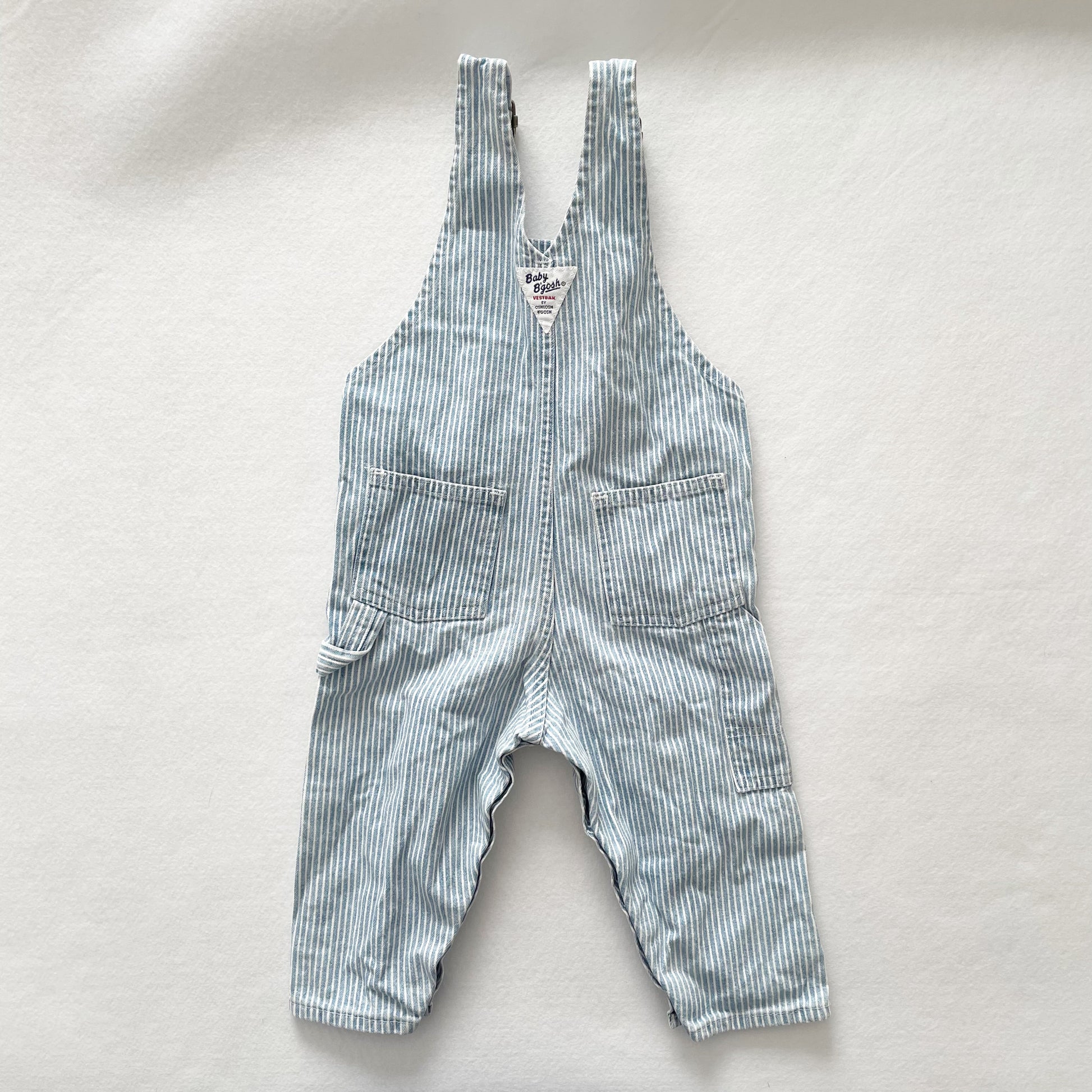 Baby B’gosh Lighter Denim Hickory Stripe Overalls - Yellow Clover Vintage Kids Clothes