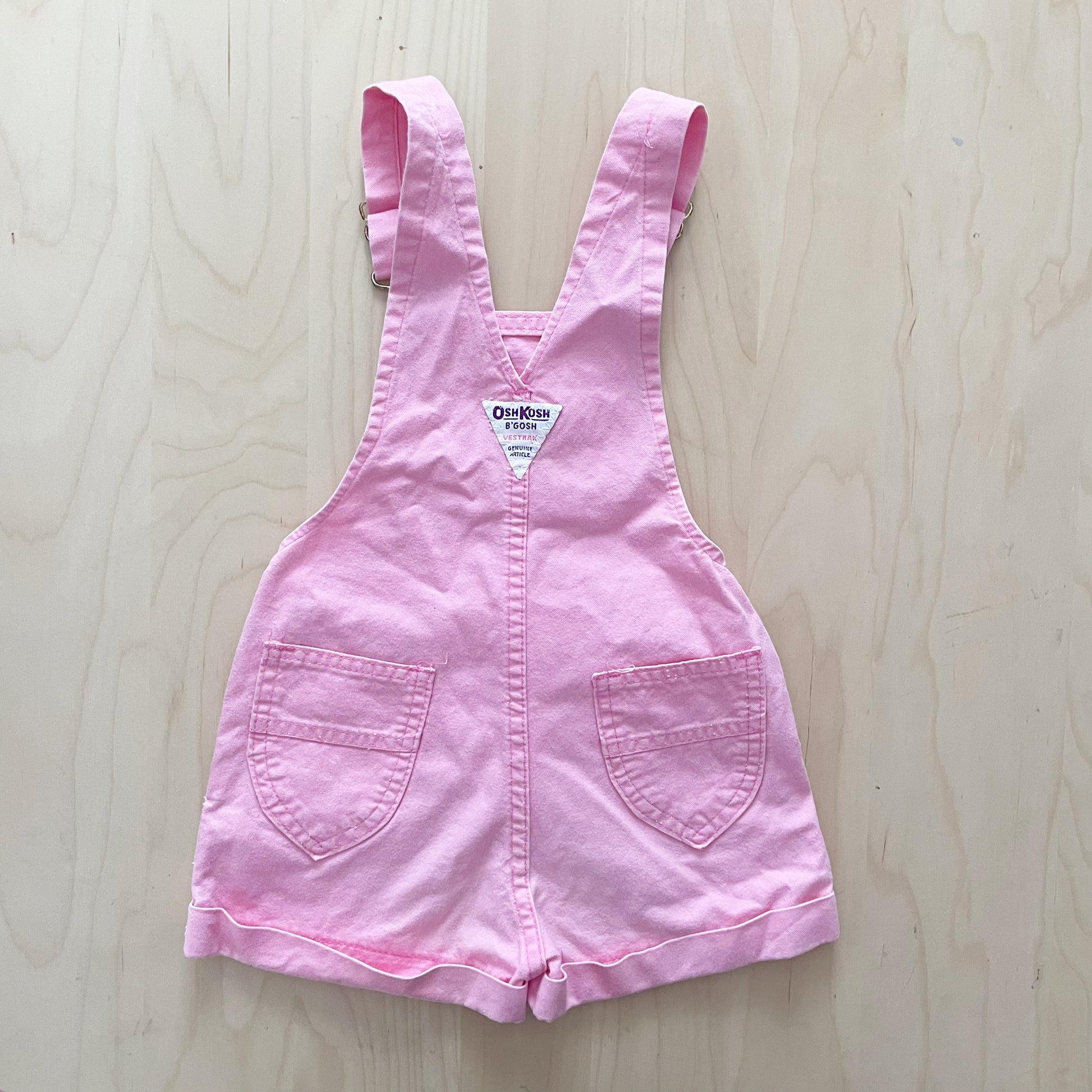 OshKosh Light Pink Purple Label Shortalls - Yellow Clover Vintage Kids Clothes