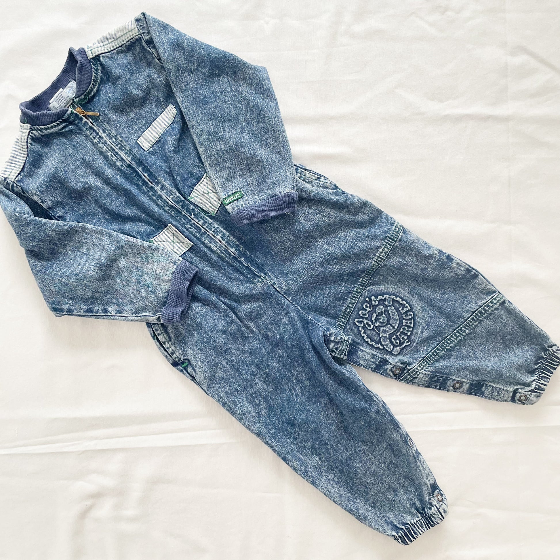 OshKosh Joe’s Garage Acid Wash Jumpsuit - Yellow Clover Vintage Kids Clothes