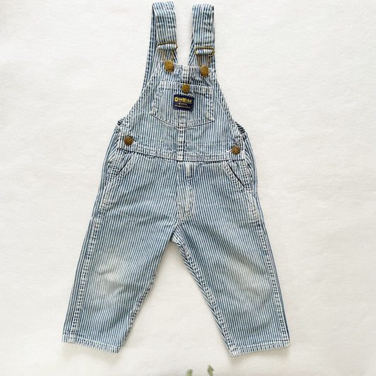 OshKosh Hickory Stripe Denim Overalls - Yellow Clover Vintage Kids Clothes