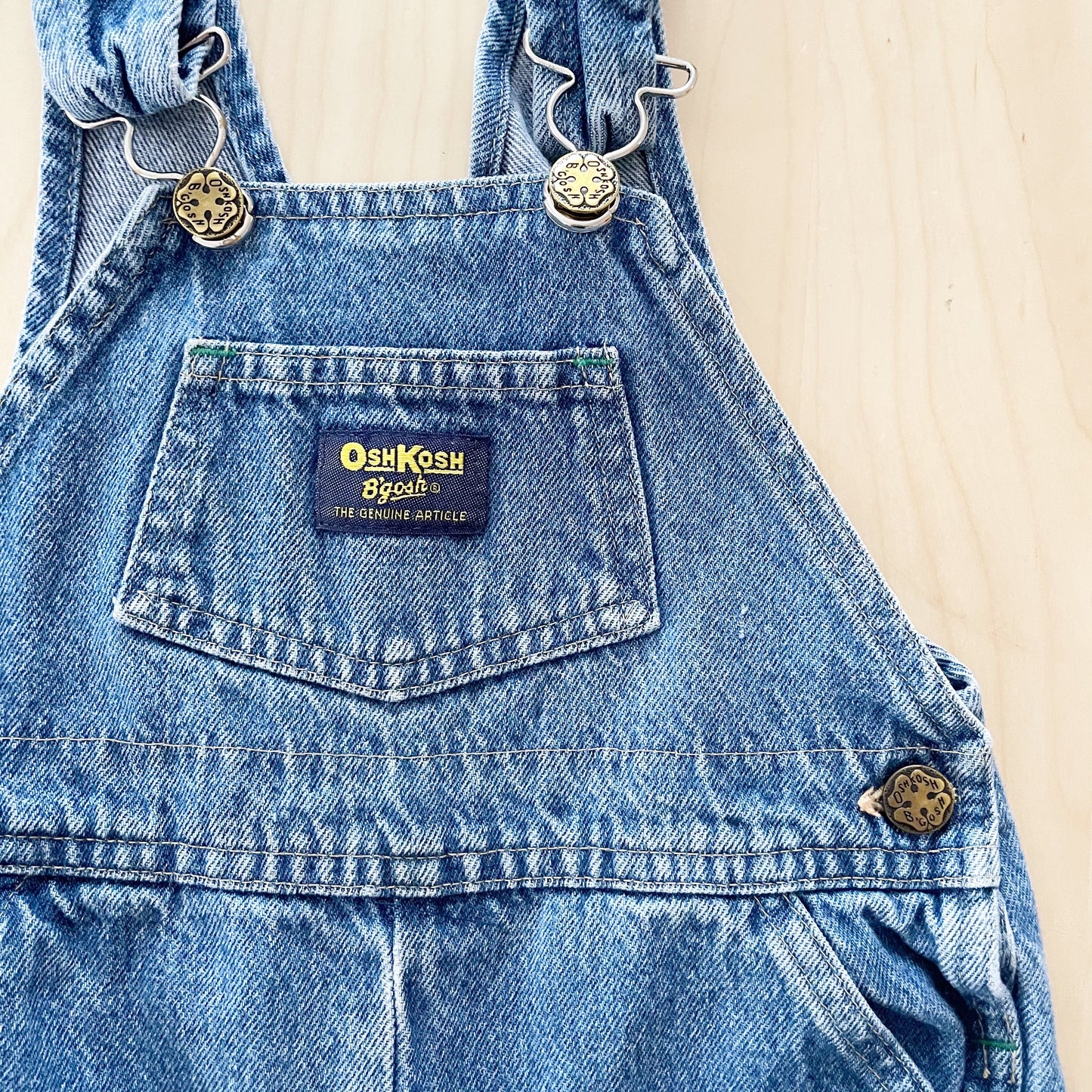 OshKosh Medium Wash Denim Overalls - Yellow Clover Vintage Kids Clothes