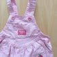 OshKosh Light Pink Floral Embroidered Scoop Shortalls - Yellow Clover Vintage Kids Clothes