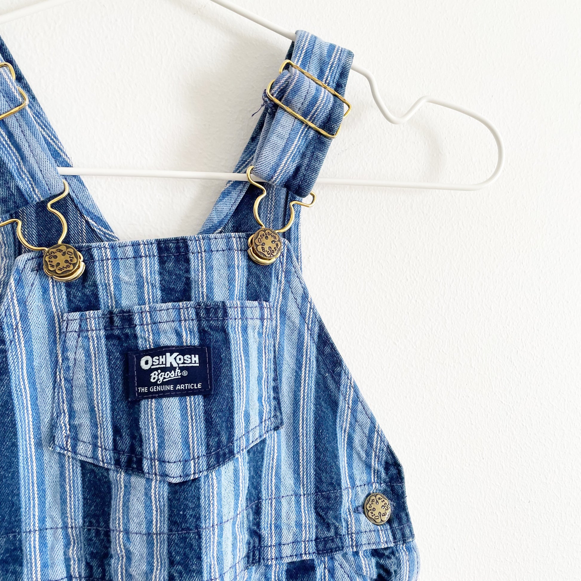 OshKosh Blue Wide Striped Overalls - Yellow Clover Vintage Kids Clothes