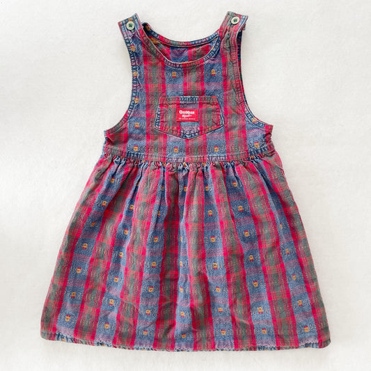 OshKosh Plaid Bear Woven Dress - Yellow Clover Vintage Kids Clothes