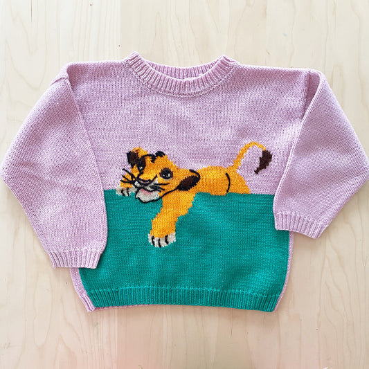 Handknit Lion King Simba Sweater - Yellow Clover Vintage Kids Clothes