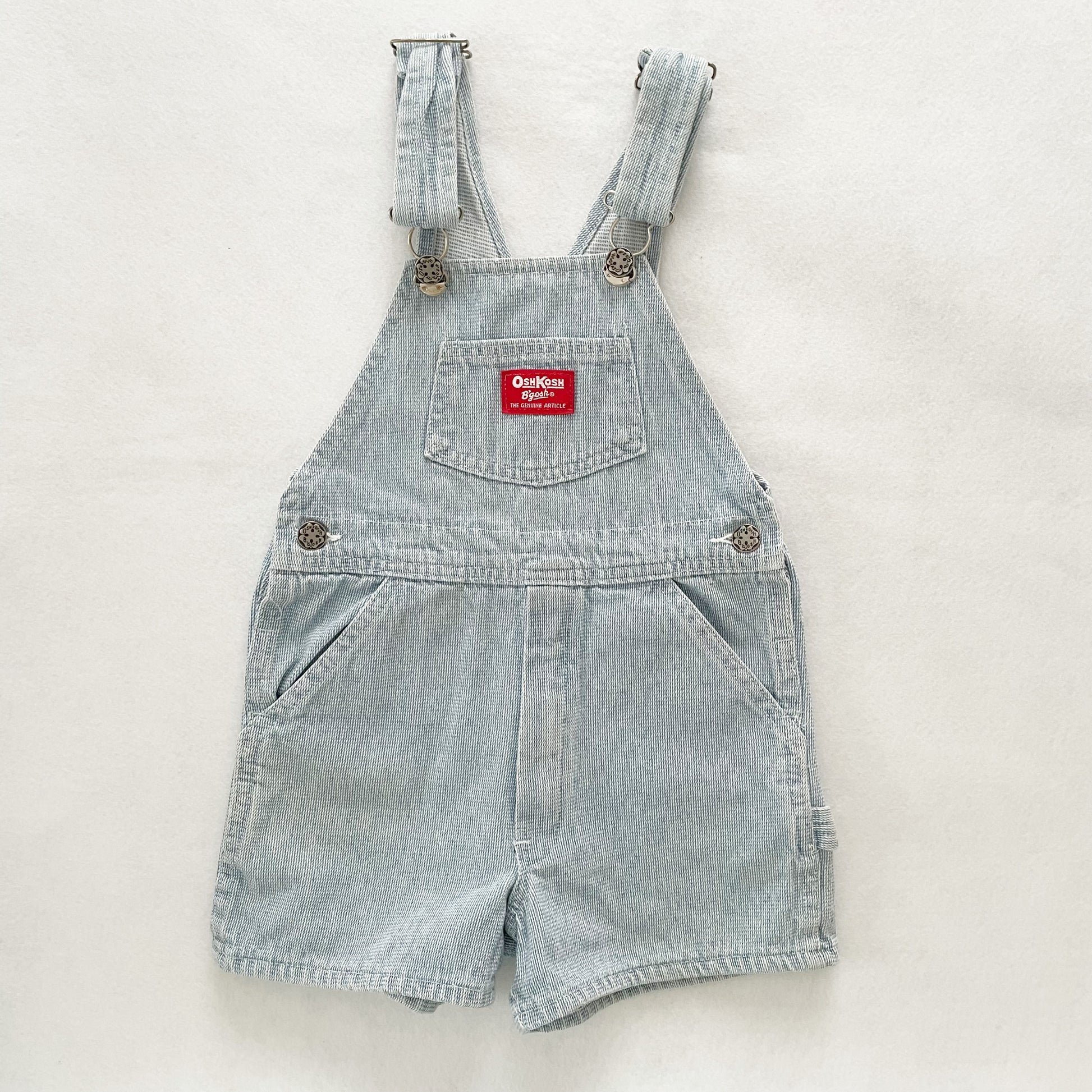 OshKosh Light Wash Textured Shortalls - Yellow Clover Vintage Kids Clothes