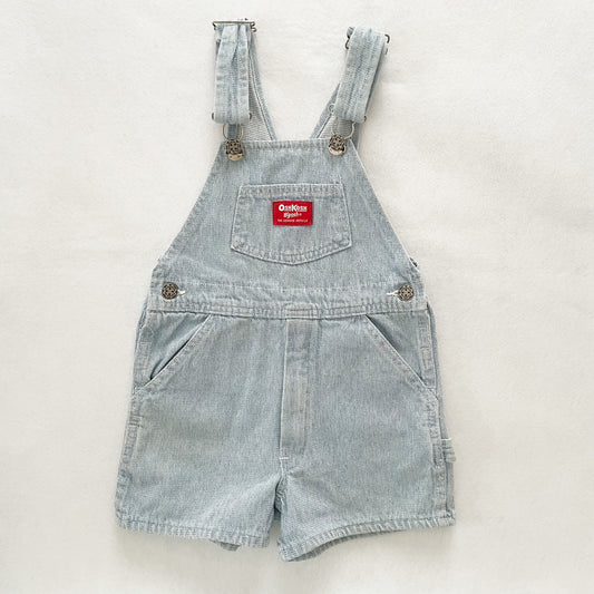 OshKosh Light Wash Textured Shortalls - Yellow Clover Vintage Kids Clothes