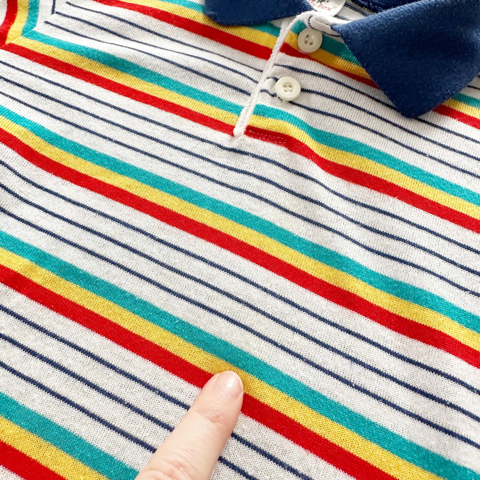Healthtex Rainbow Stripe Polo - Yellow Clover Vintage Kids Clothes