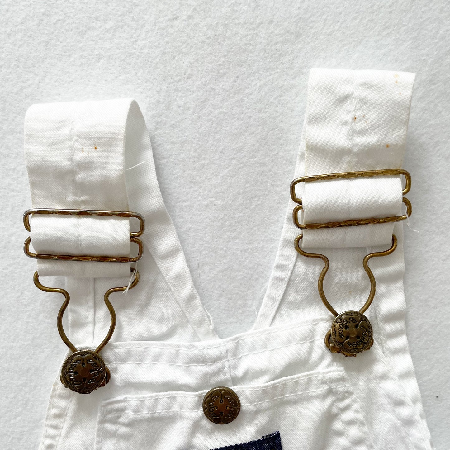OshKosh Solid White Shortalls - Yellow Clover Vintage Kids Clothes