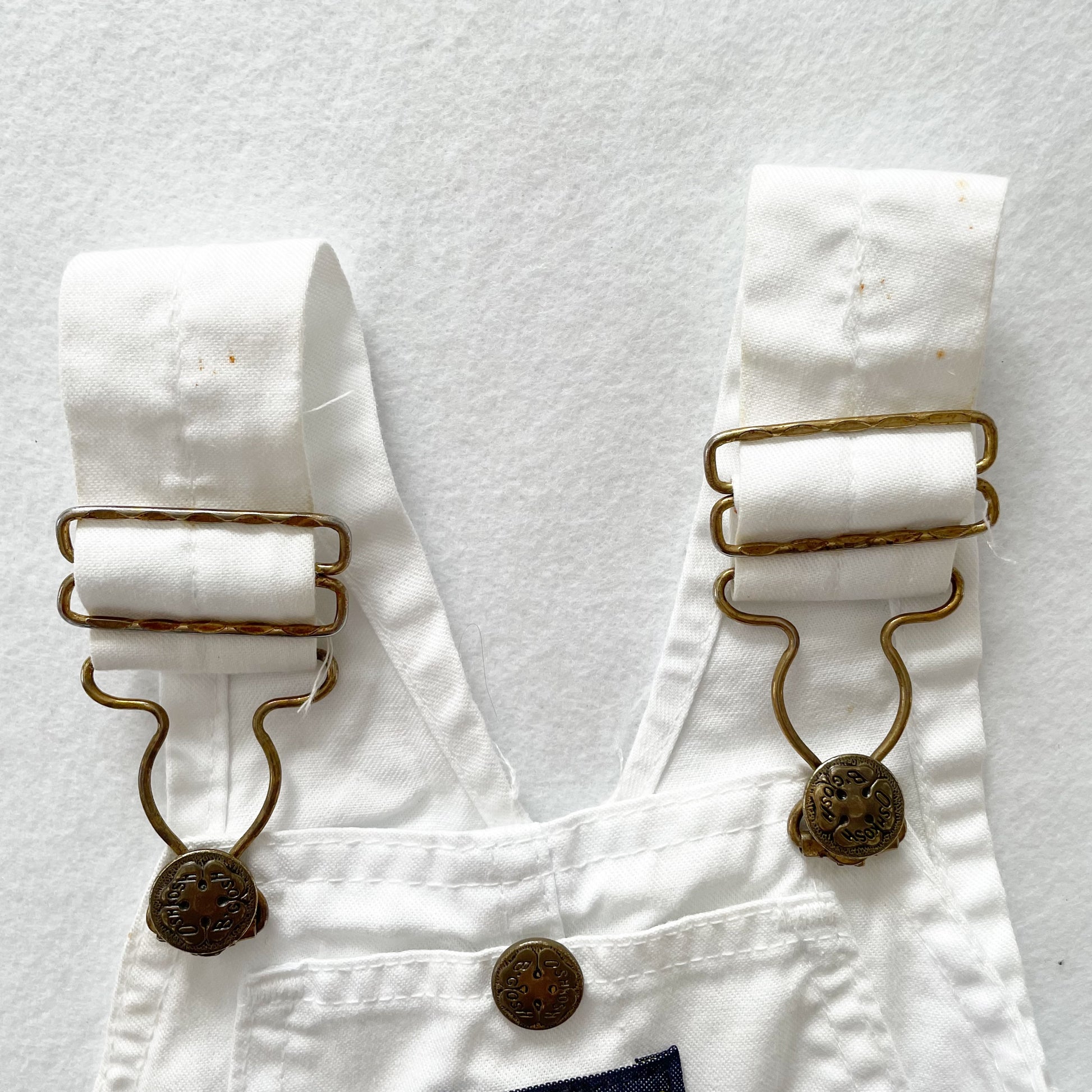 OshKosh Solid White Shortalls - Yellow Clover Vintage Kids Clothes