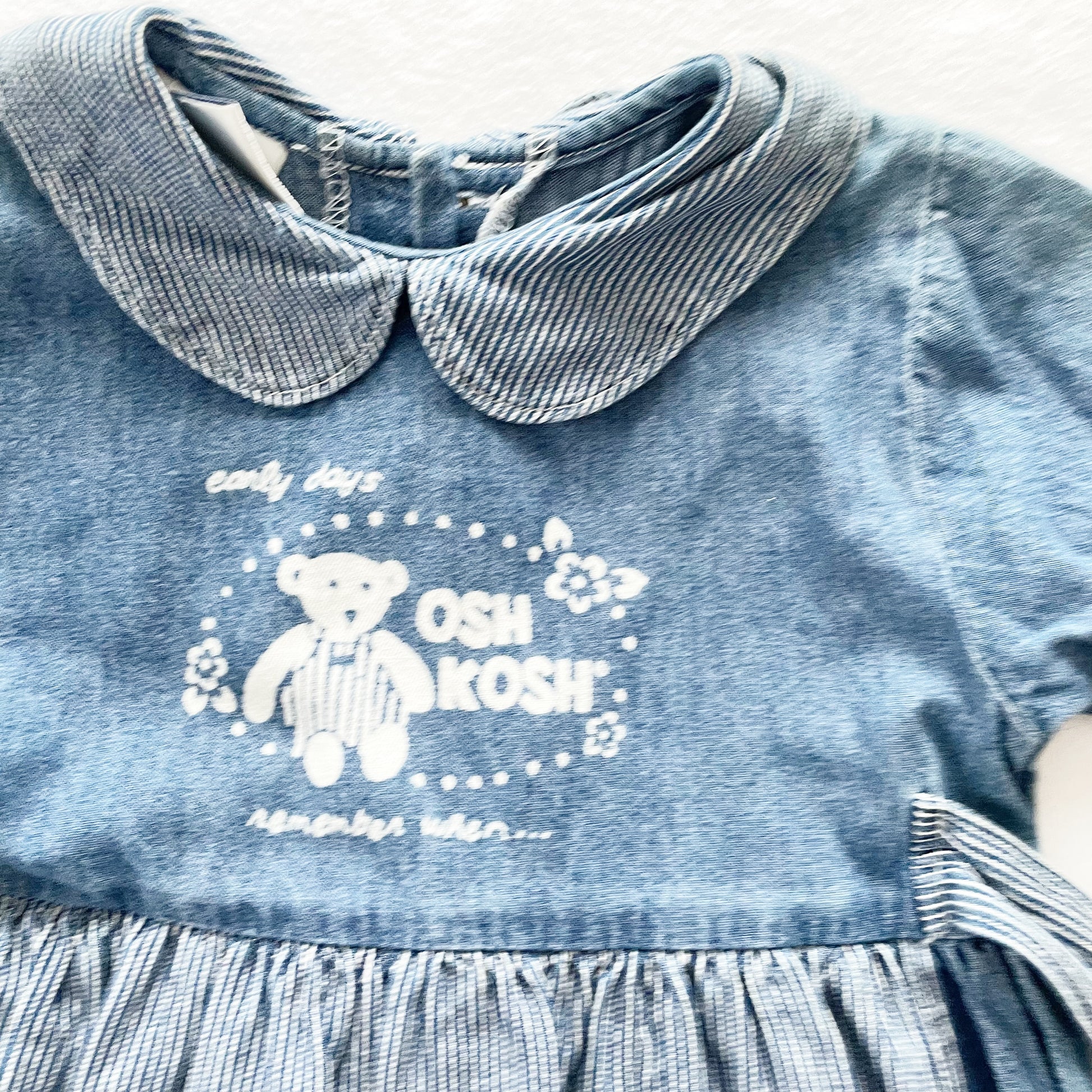 OshKosh Denim Bear Apron Dress - Yellow Clover Vintage Kids Clothes