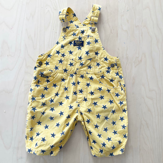 OshKosh Star Print Baggy Cut Shortalls - Yellow Clover Vintage Kids Clothes
