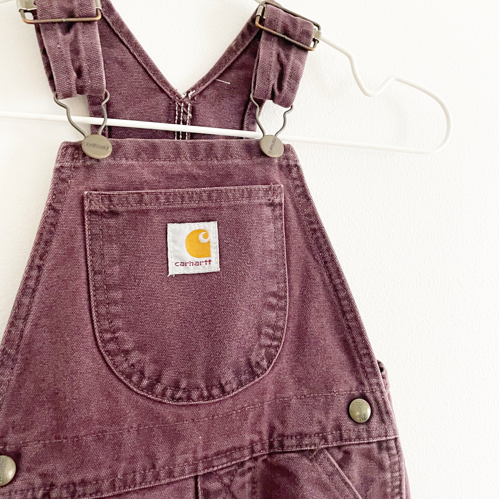 Carhartt Maroon Overalls • 2T - Yellow Clover Vintage Kids Clothes