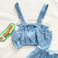 Cropped Blue Tank Set • 2T - Yellow Clover Vintage Kids Clothes