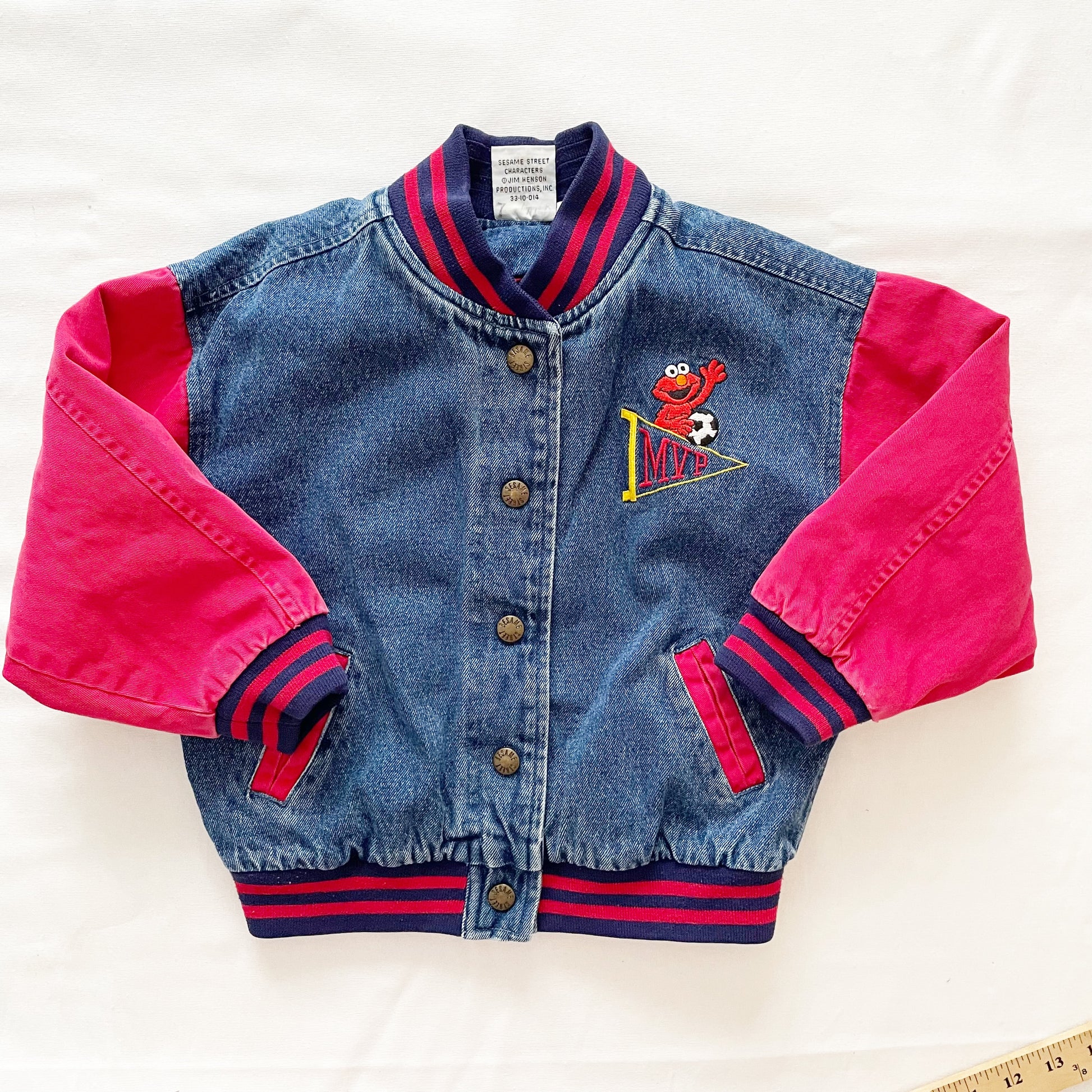Sesame Street Elmo Varsity Jacket - Yellow Clover Vintage Kids Clothes