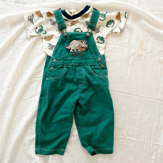 In Design Dinosaur Overalls Set - Yellow Clover Vintage Kids Clothes