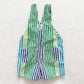 Baby B’gosh Blues + Greens Striped Shortalls - Yellow Clover Vintage Kids Clothes