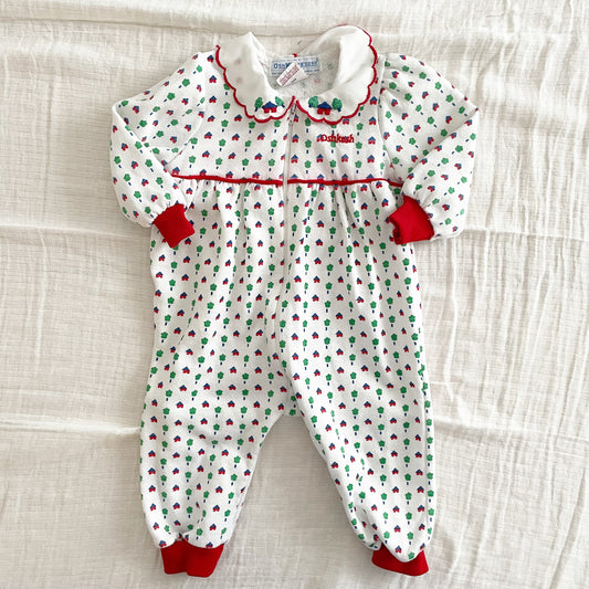 OshKosh Houses Print Sweatshirt Romper - Yellow Clover Vintage Kids Clothes