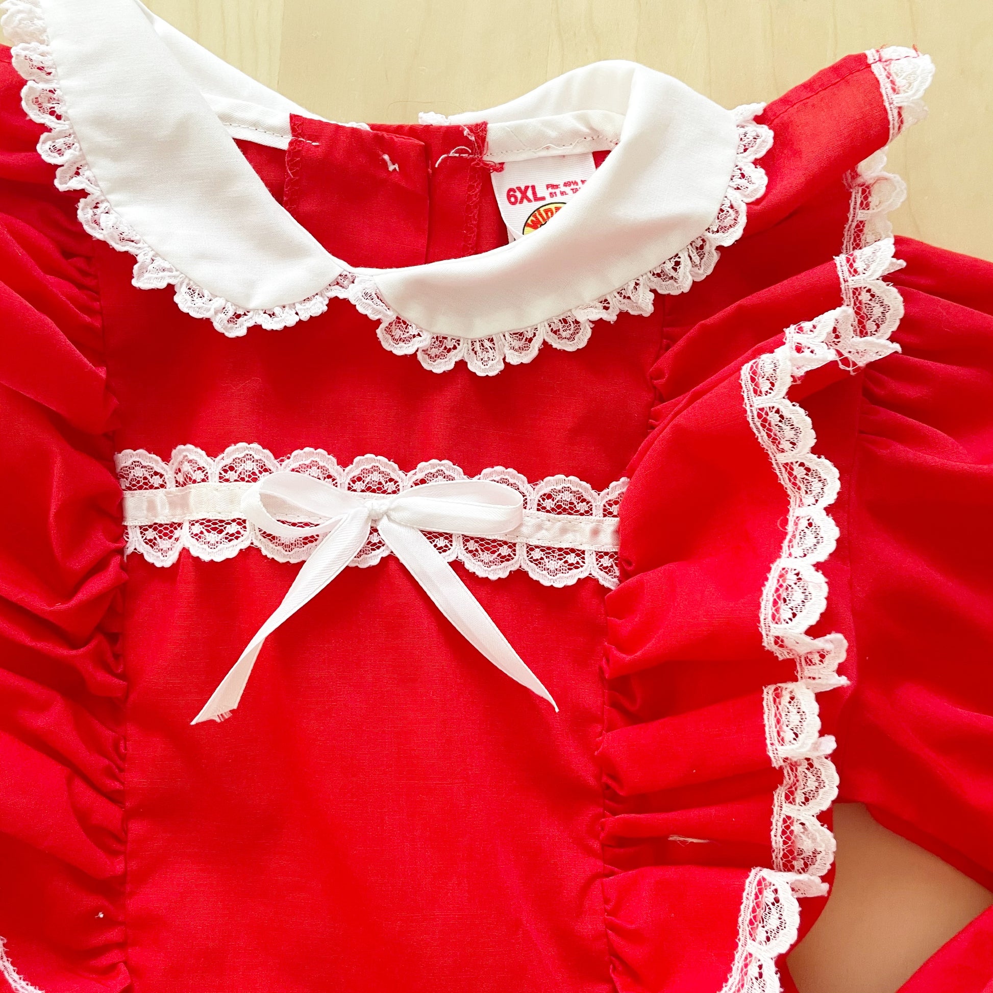 Vintage Winnie the Pooh Red Ruffle Dress - Yellow Clover Vintage Kids Clothes