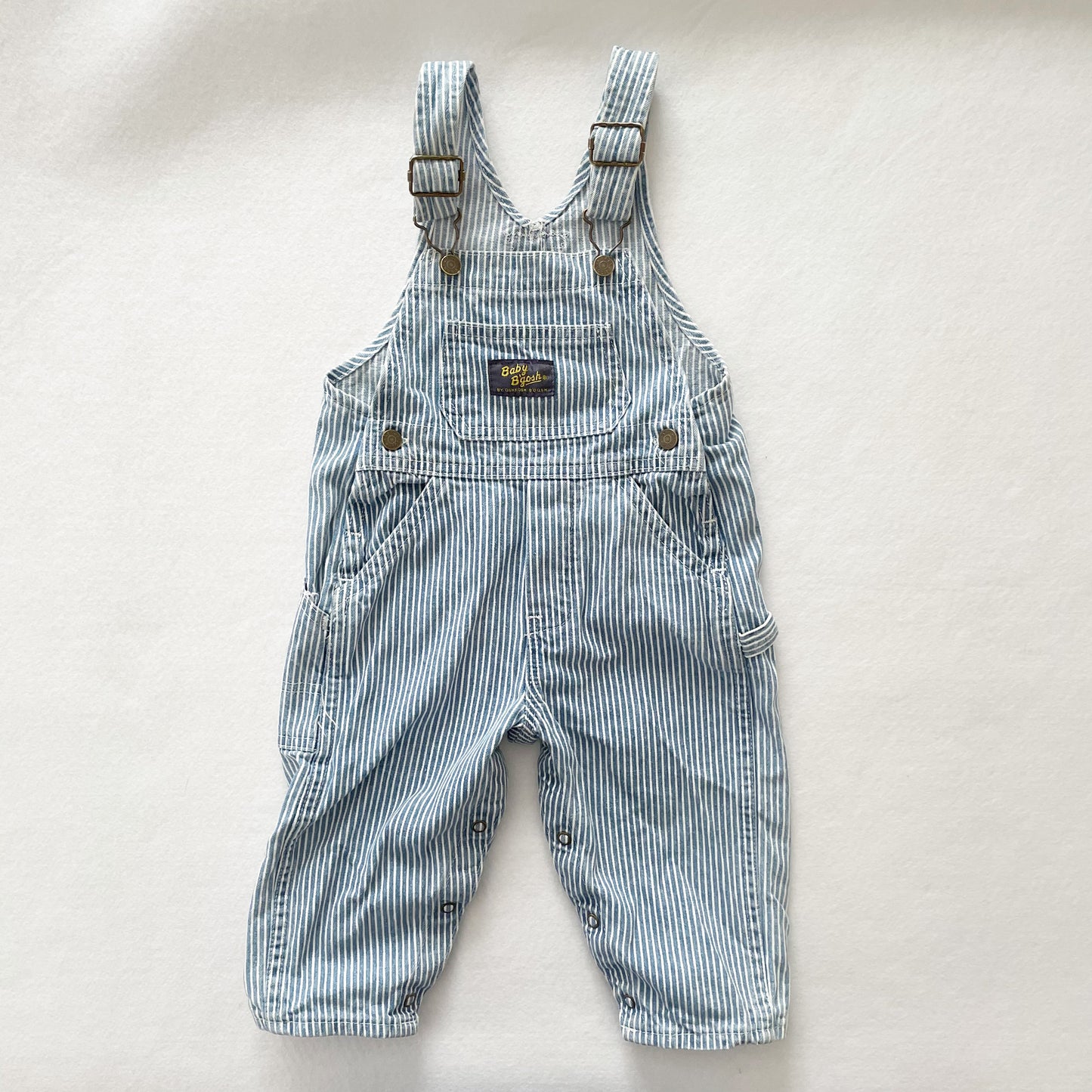 Vintage OshKosh Baby B’gosh Light Denim Hickory Stripe Overalls