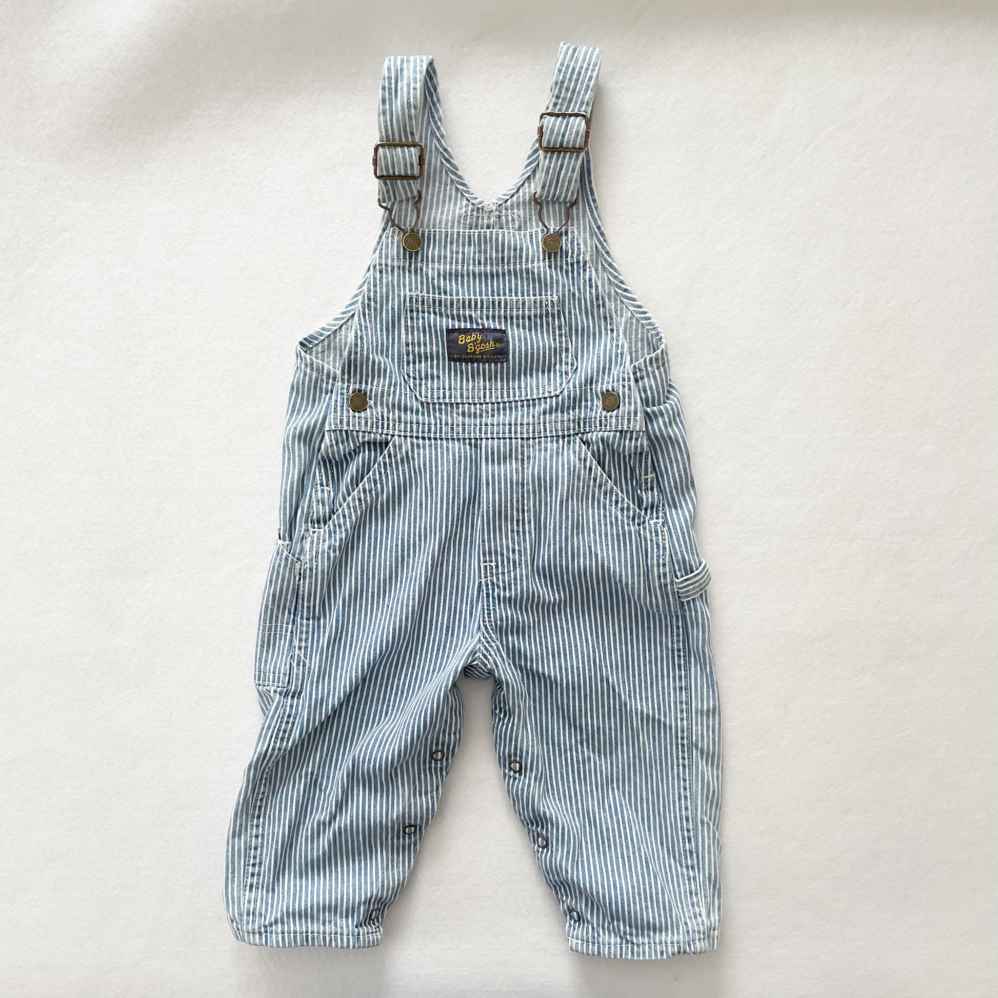 Vintage OshKosh Baby B’gosh Light Denim Hickory Stripe Overalls