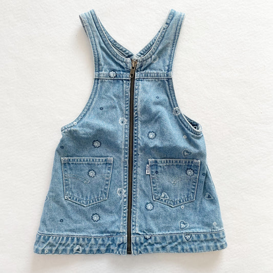 Levi’s Flower Print Denim Dress • 2T - Yellow Clover Vintage Kids Clothes