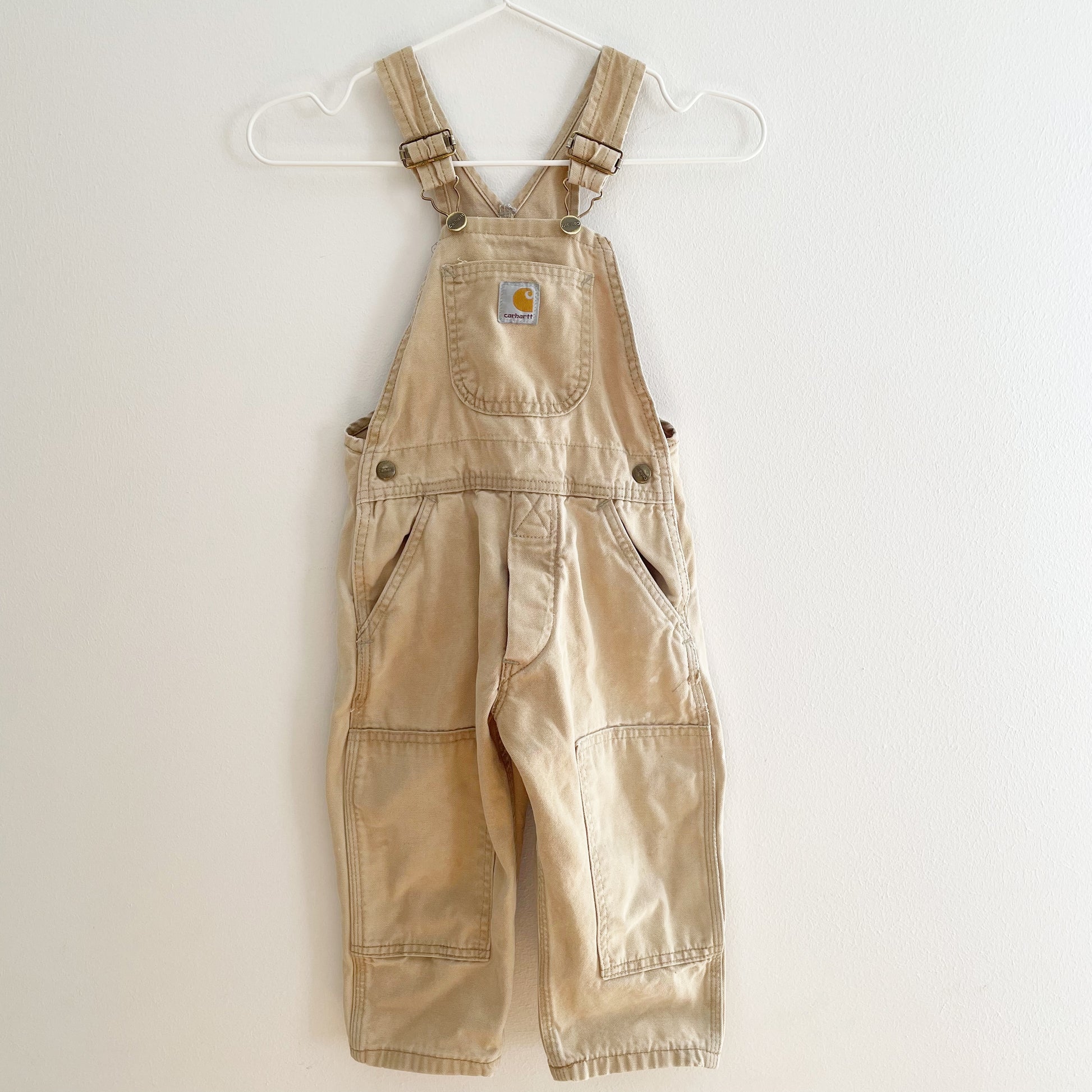Carhartt Light Tan Reinforced Knee Overalls • 3T (?) - Yellow Clover Vintage Kids Clothes