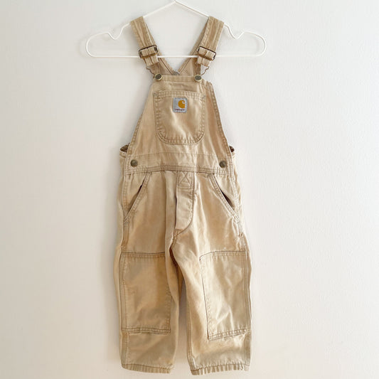 Carhartt Light Tan Reinforced Knee Overalls • 3T (?) - Yellow Clover Vintage Kids Clothes