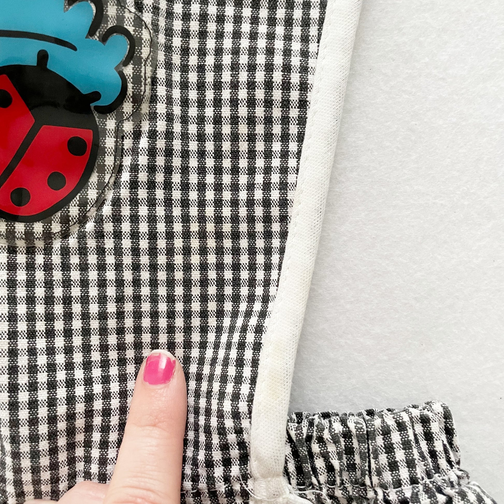 OshKosh Ladybug Gingham Set - Yellow Clover Vintage Kids Clothes