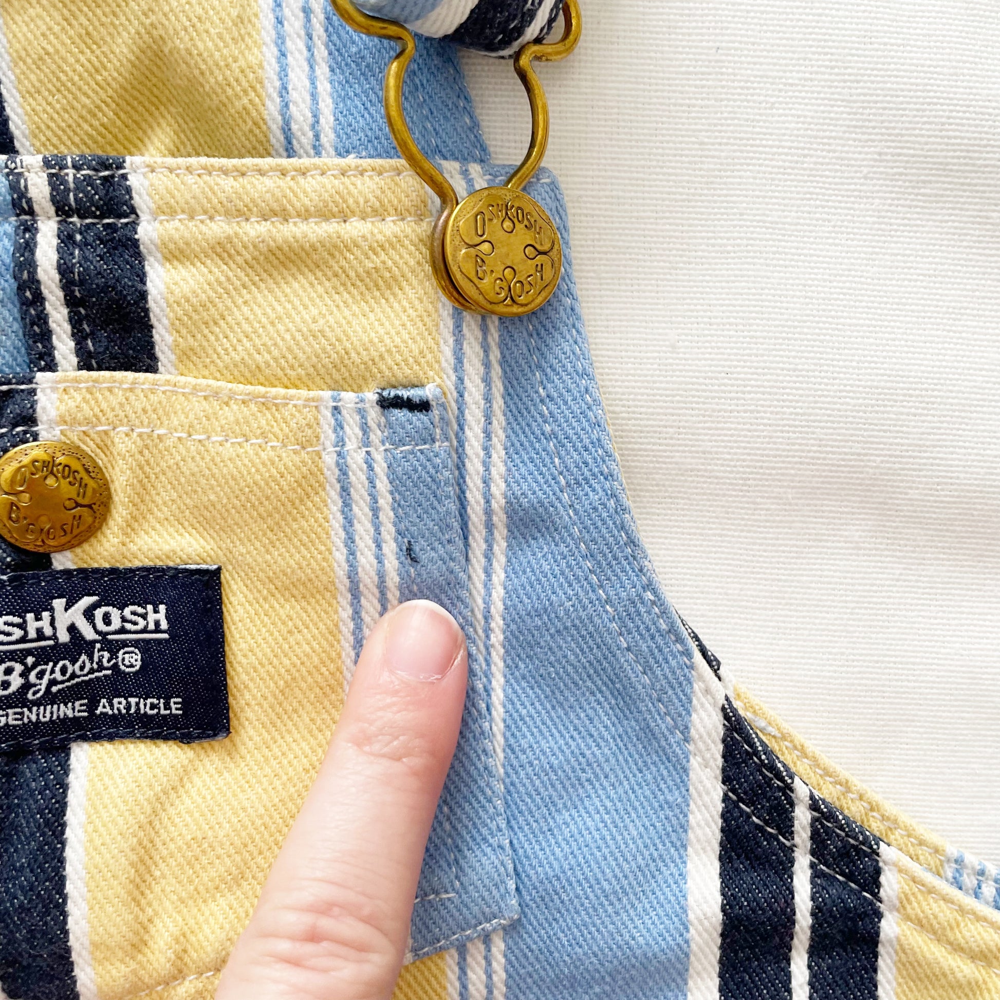OshKosh Striped Cropped Baggy Cut Overalls - Yellow Clover Vintage Kids Clothes
