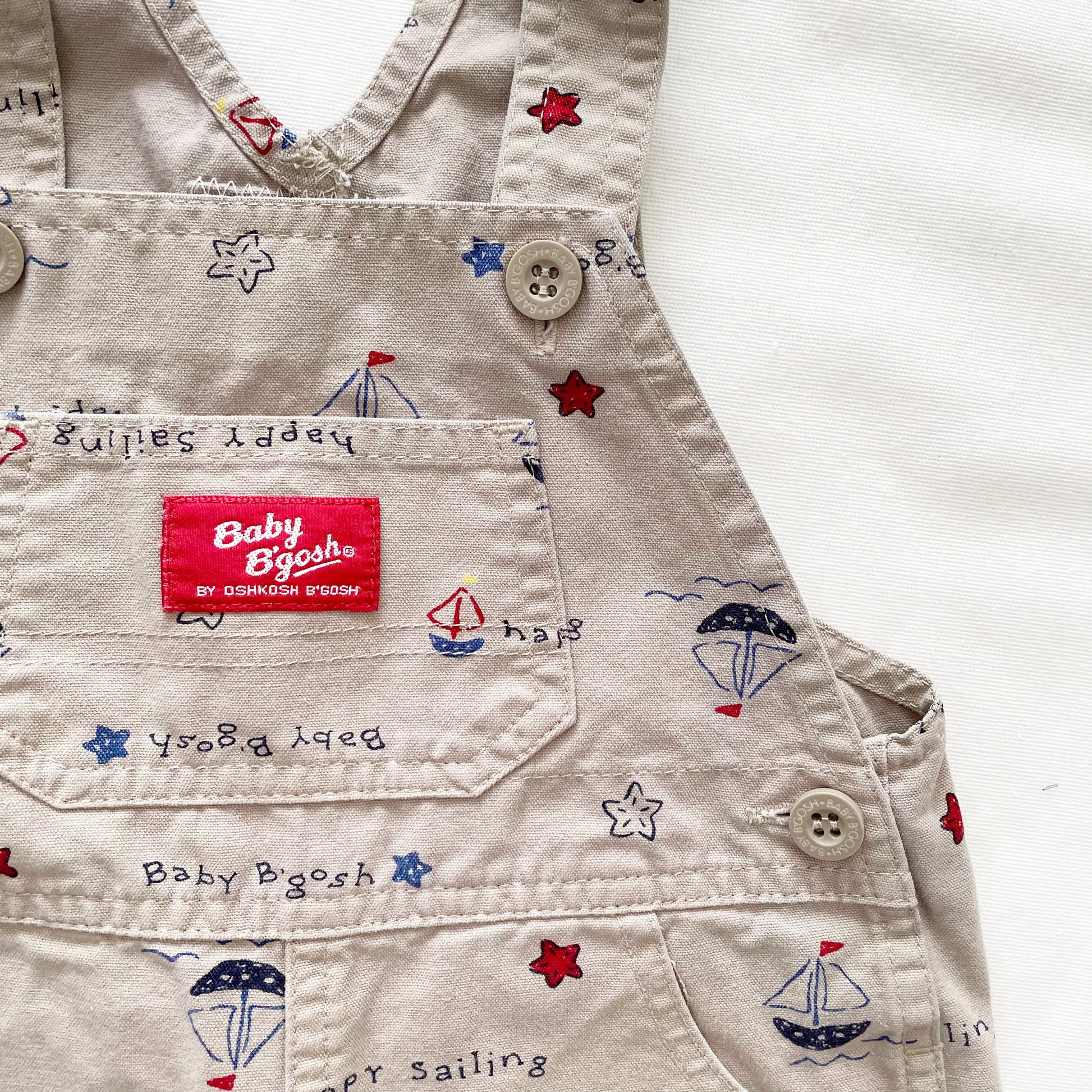 OshKosh Nautical Tan Overalls - Yellow Clover Vintage Kids Clothes