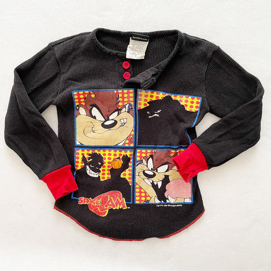 Space Jam Taz Thermal Tee - Yellow Clover Vintage Kids Clothes