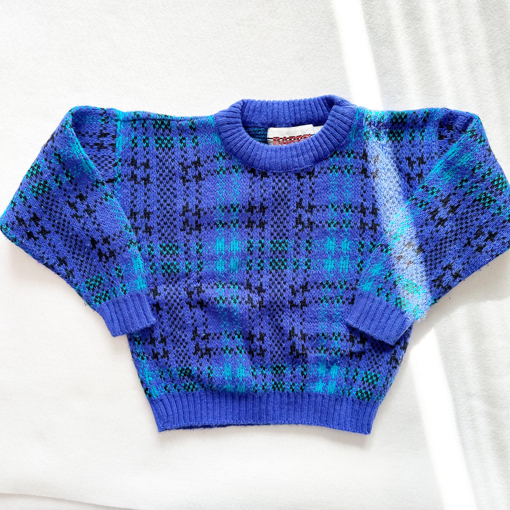 Vintage Barrel Plaid Crewneck Kids Sweater