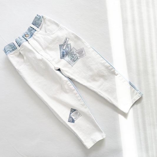 Guess White + Light Denim Jeans - Yellow Clover Vintage Kids Clothes