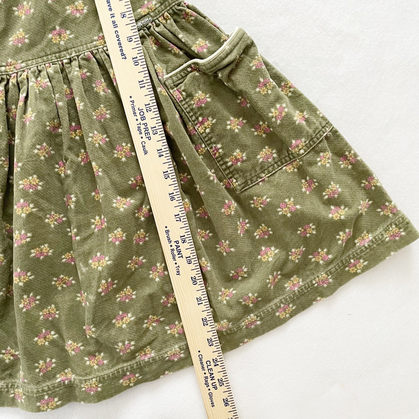 OshKosh Olive Floral Dress - Yellow Clover Vintage Kids Clothes