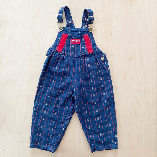 OshKosh Teddy Bear Woven Overalls - Yellow Clover Vintage Kids Clothes