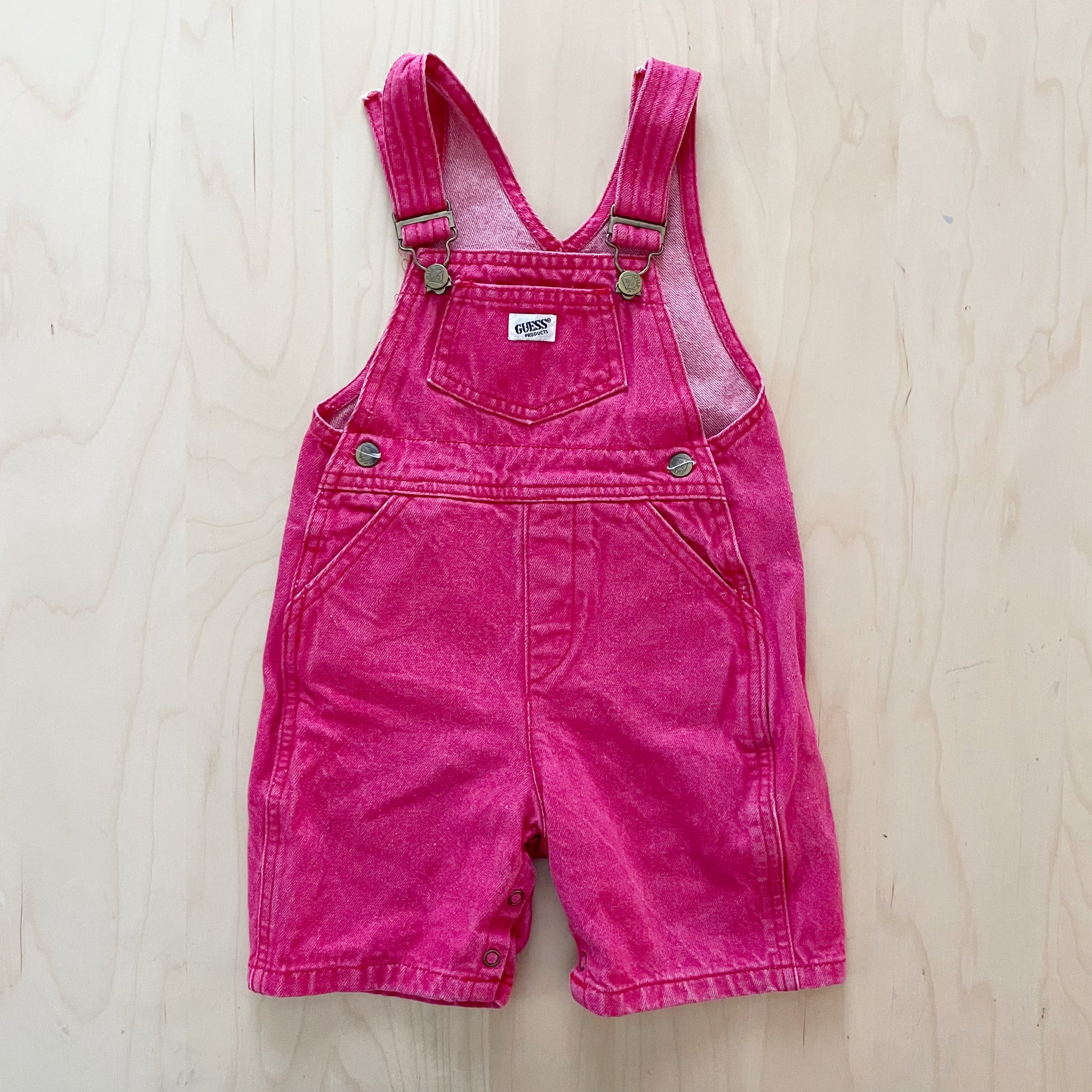 Guess Red Wash Longer Cut Shortalls - Yellow Clover Vintage Kids Clothes