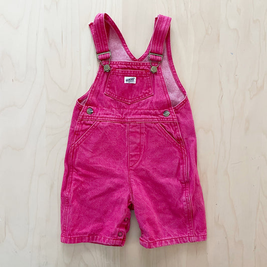 Guess Red Wash Longer Cut Shortalls - Yellow Clover Vintage Kids Clothes
