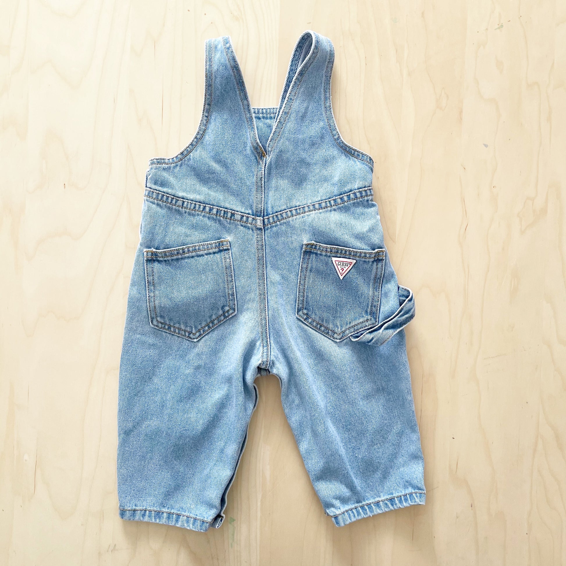 Guess Medium Wash Patch Overalls - Yellow Clover Vintage Kids Clothes