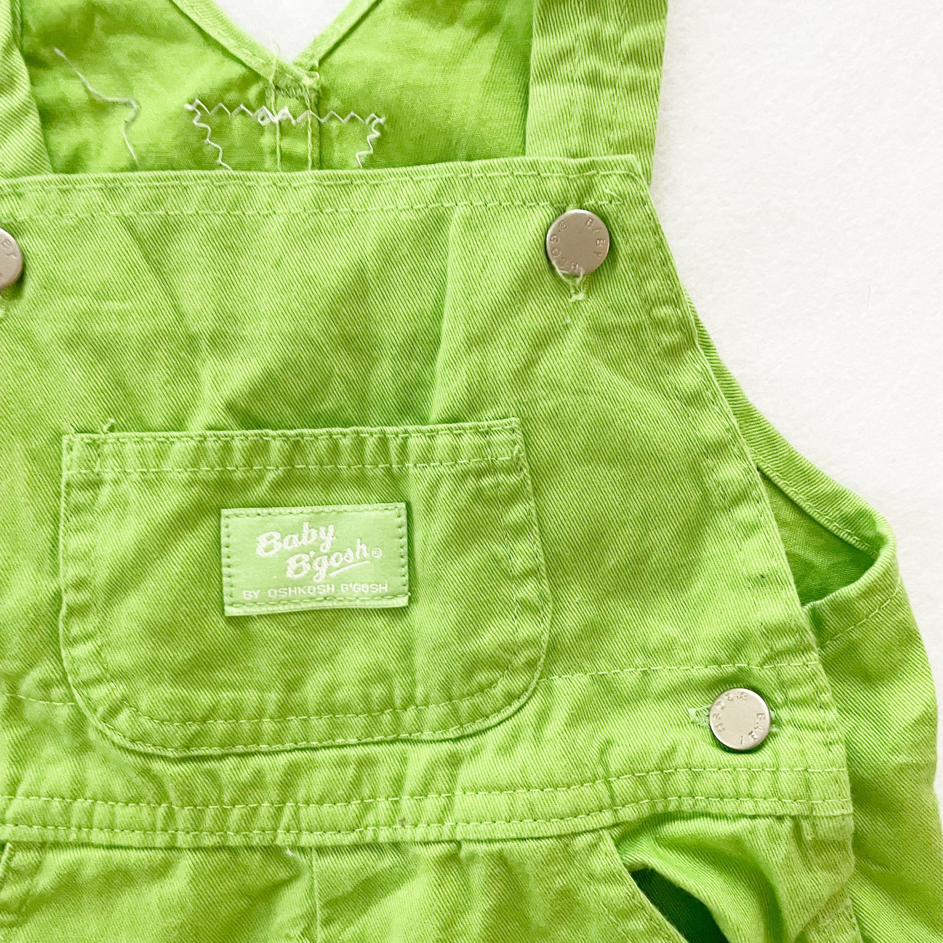 Baby B’gosh Lime Green Shortalls - Yellow Clover Vintage Kids Clothes